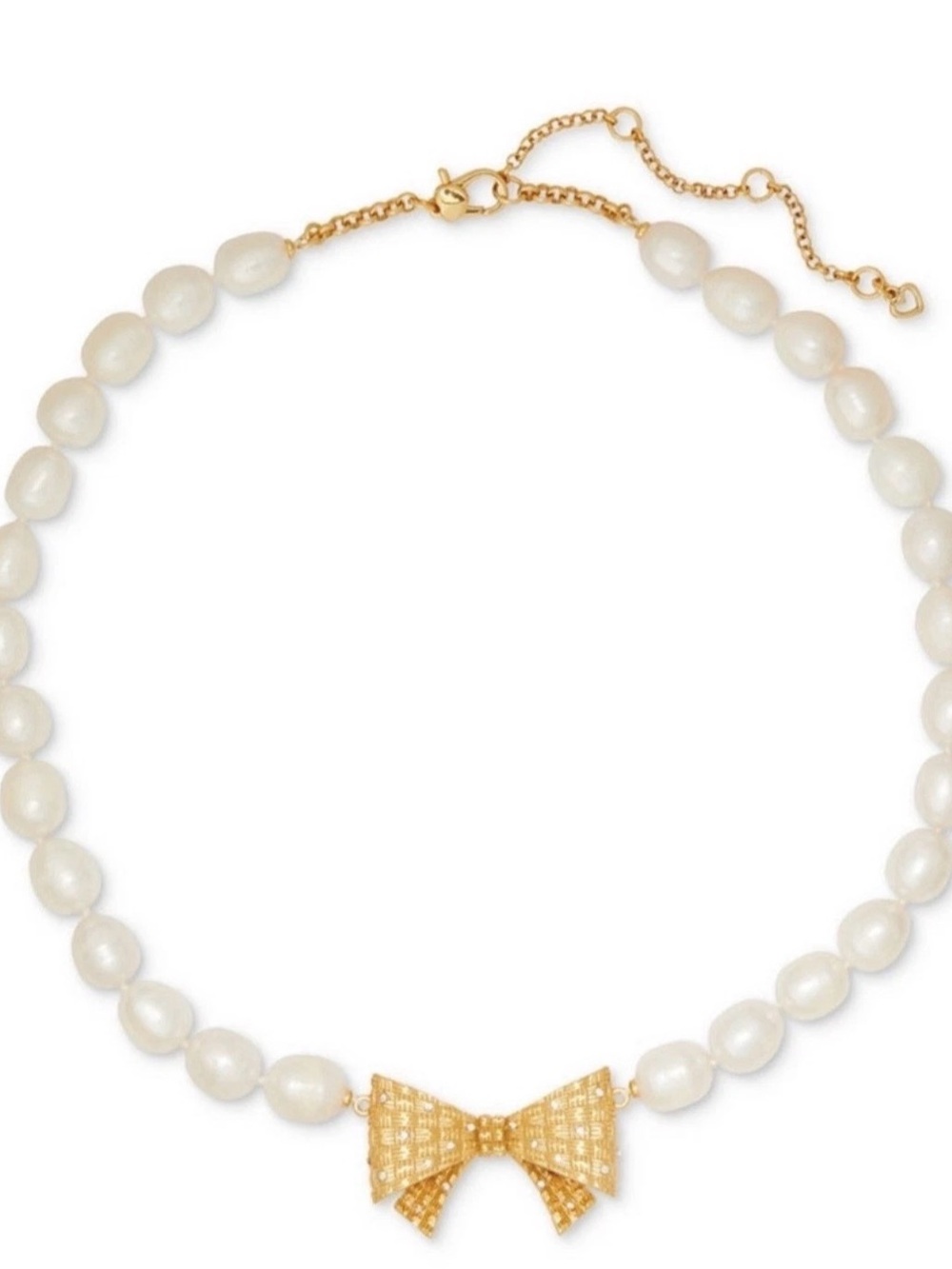 Kate Spade Wrapped in a Bow pearl and gold necklace NEW